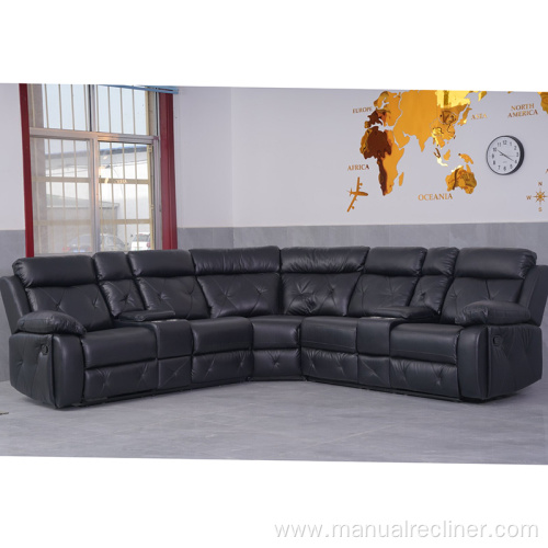 Breathable Air Leather Recliner Corner Sofa Set